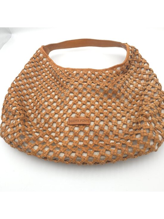 Marta Ponti Woven Shoulder Bag in Tan